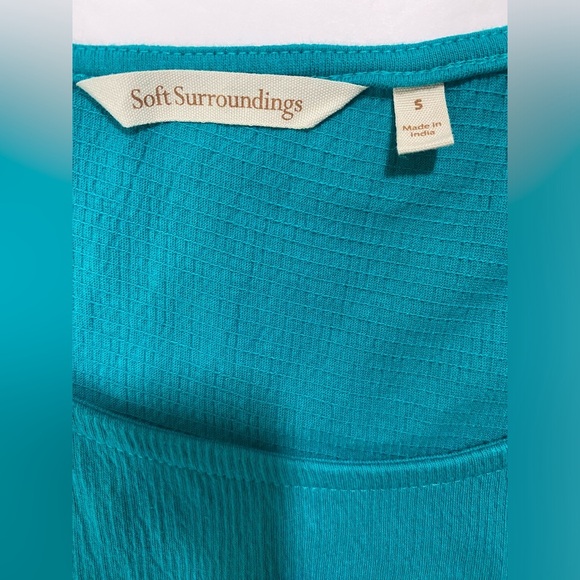 Soft Surroundings Short Sleeve Fleur Midi Dress in Peacock Green Size small - Picture 8 of 9